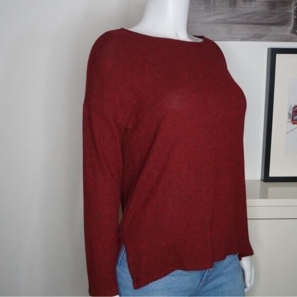 Harlowe & Graham Burgundy Long Sleeve Top Size PXS - Picture 2 of 5